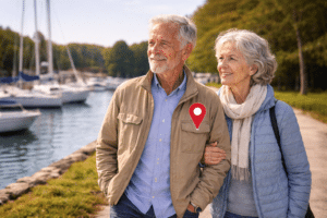 alter ehepaar mit gps tracker